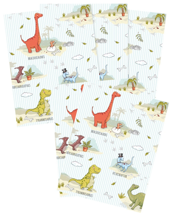 Geschenkpapier DINOS (69x49 cm) 5er-Set in bunt