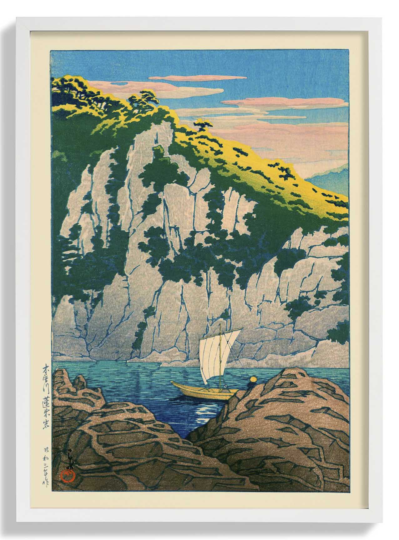 Felsen am Kiso-Fluss von Hasui