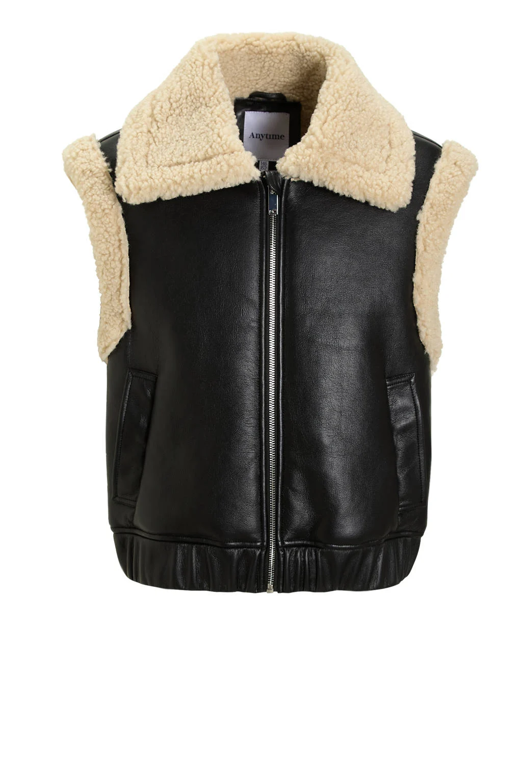 anytime imitatieleren gilet zwart