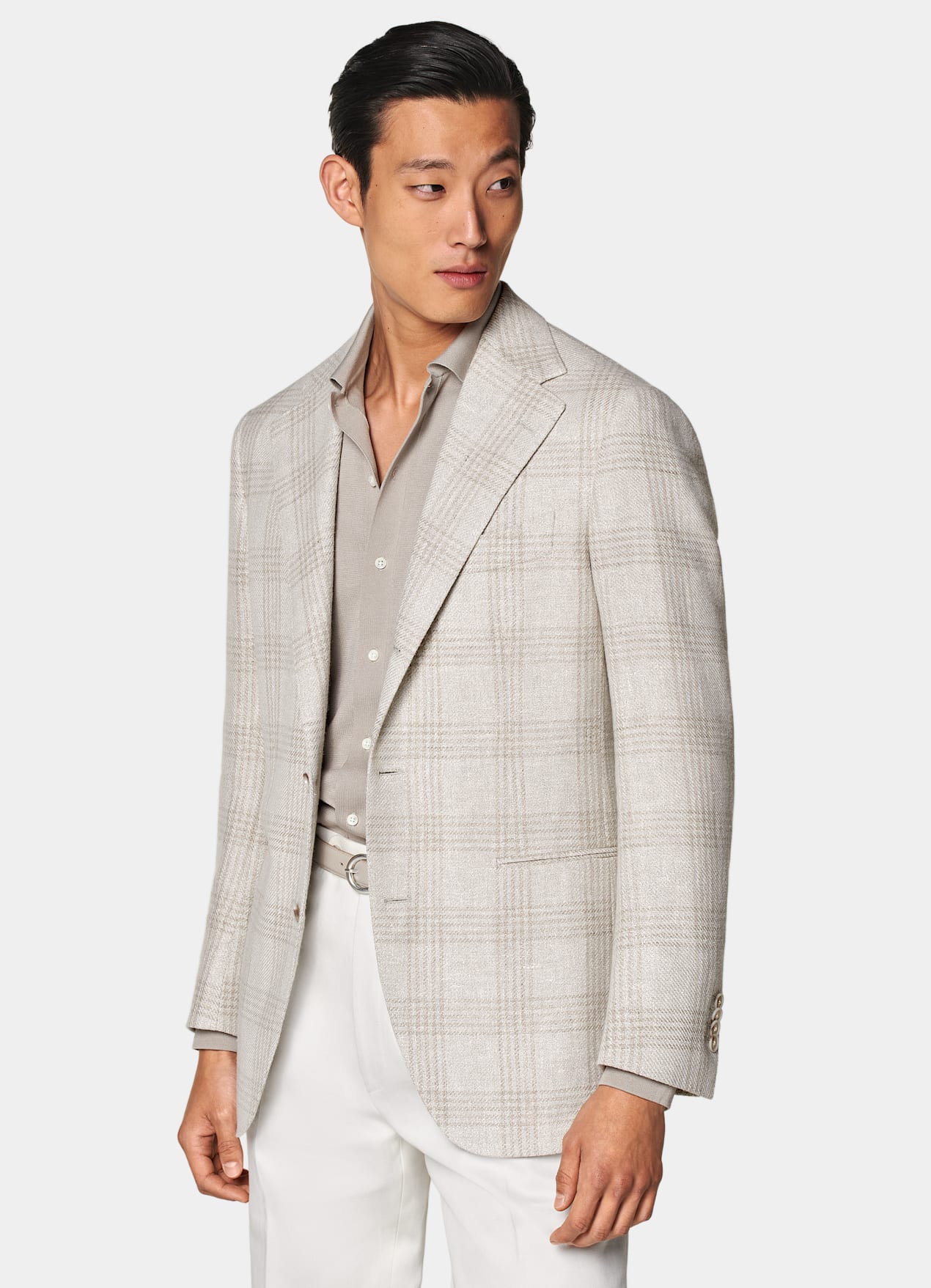 Blazer Roma coupe Relaxed taupe clair à carreaux