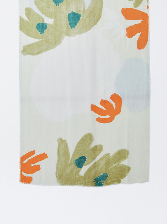Lenço com estampa floral - Laranja