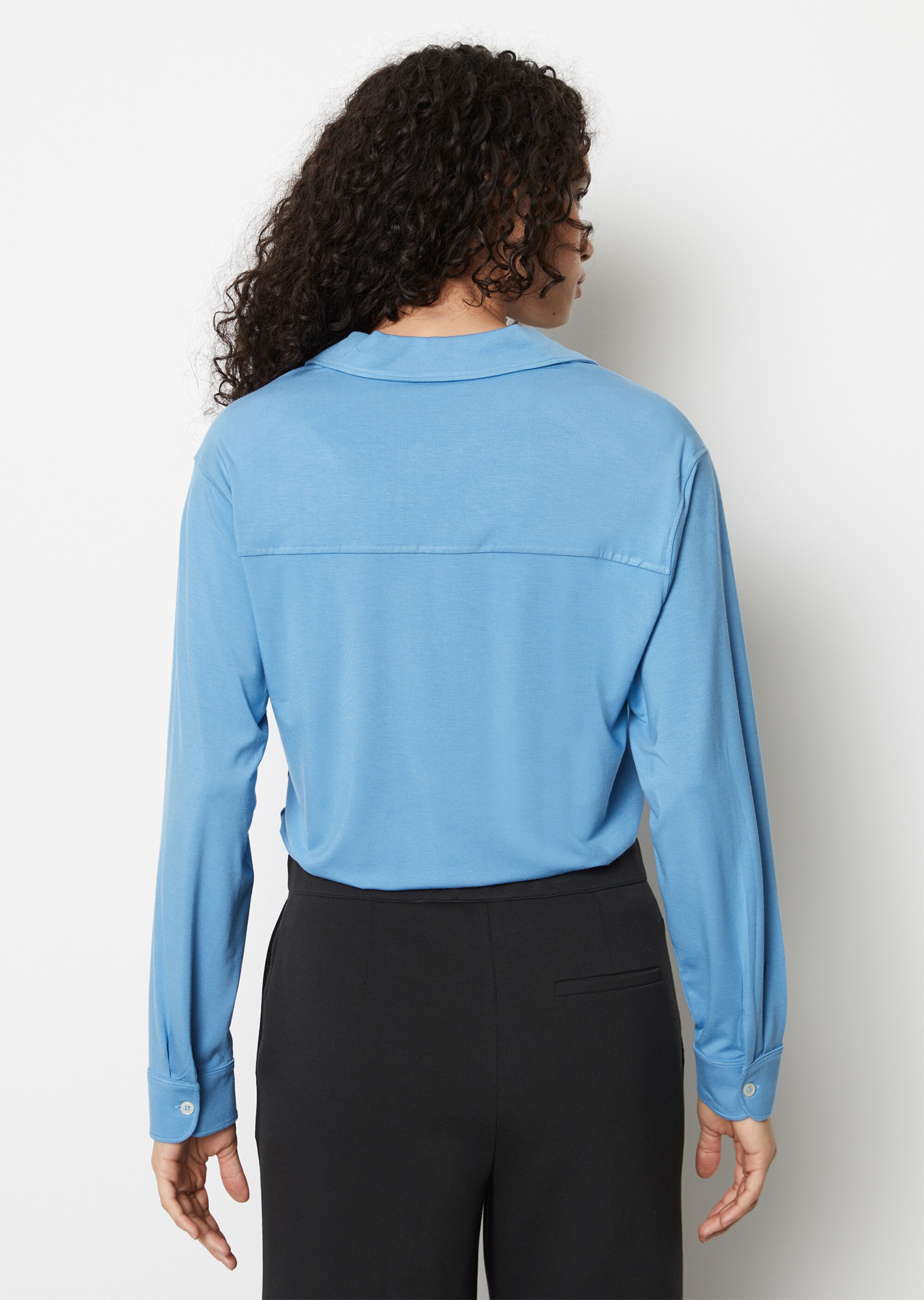Longsleeve im Poloblusen-Stilaus Viskose-Modal-Mix