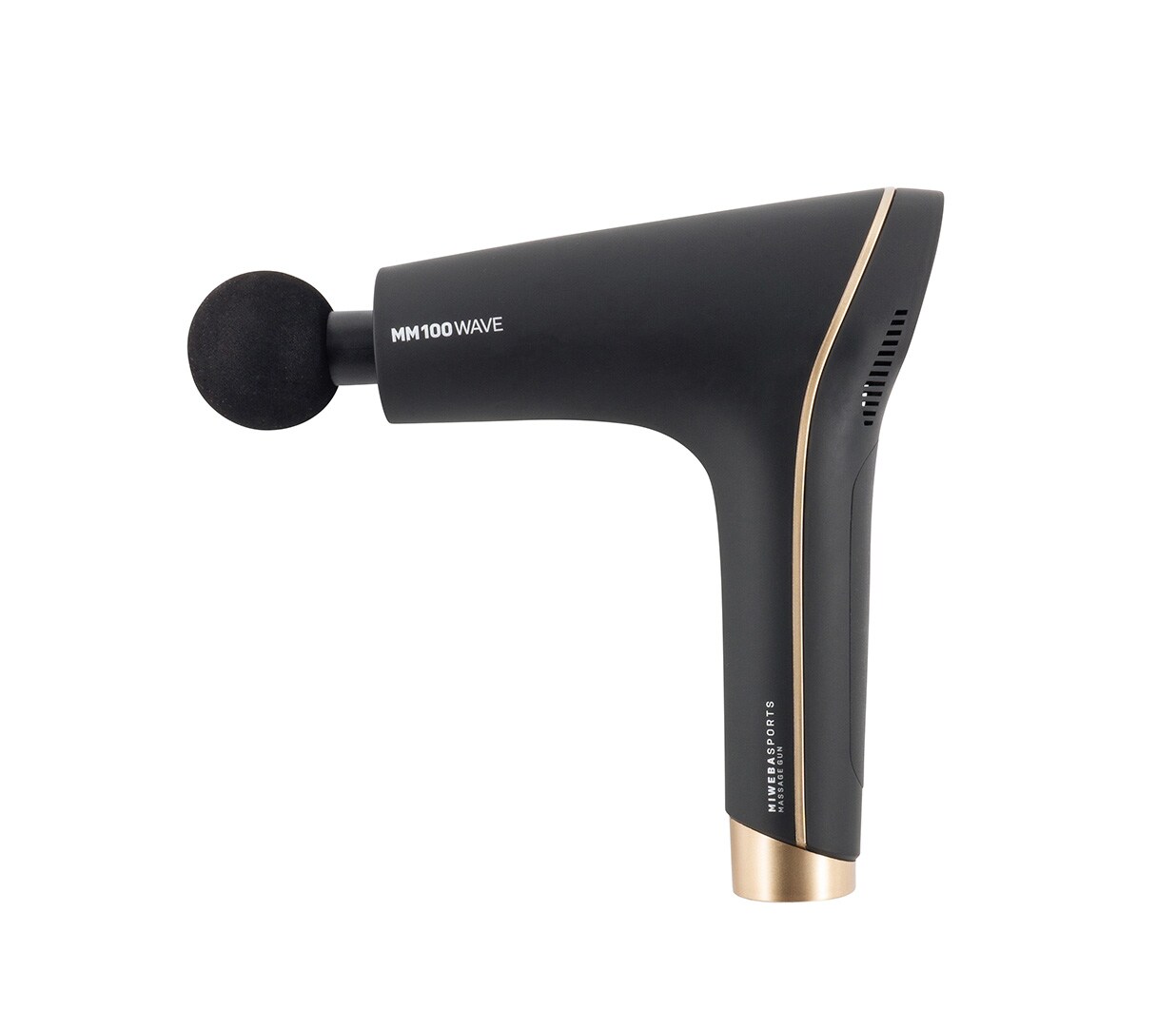 Miweba Sports Massagepistole MM100, Massage-Gun 2500 mAh für Faszien-Muskelmassage mit 6 Aufsätzen (Schwarz/Gold)