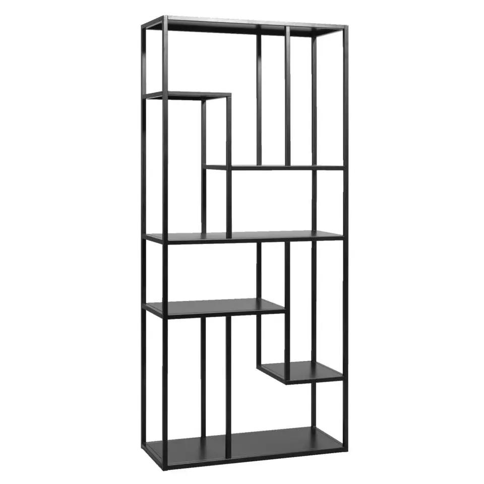 Vakkenkast Stan - zwart - metaal - 188x85x35 cm