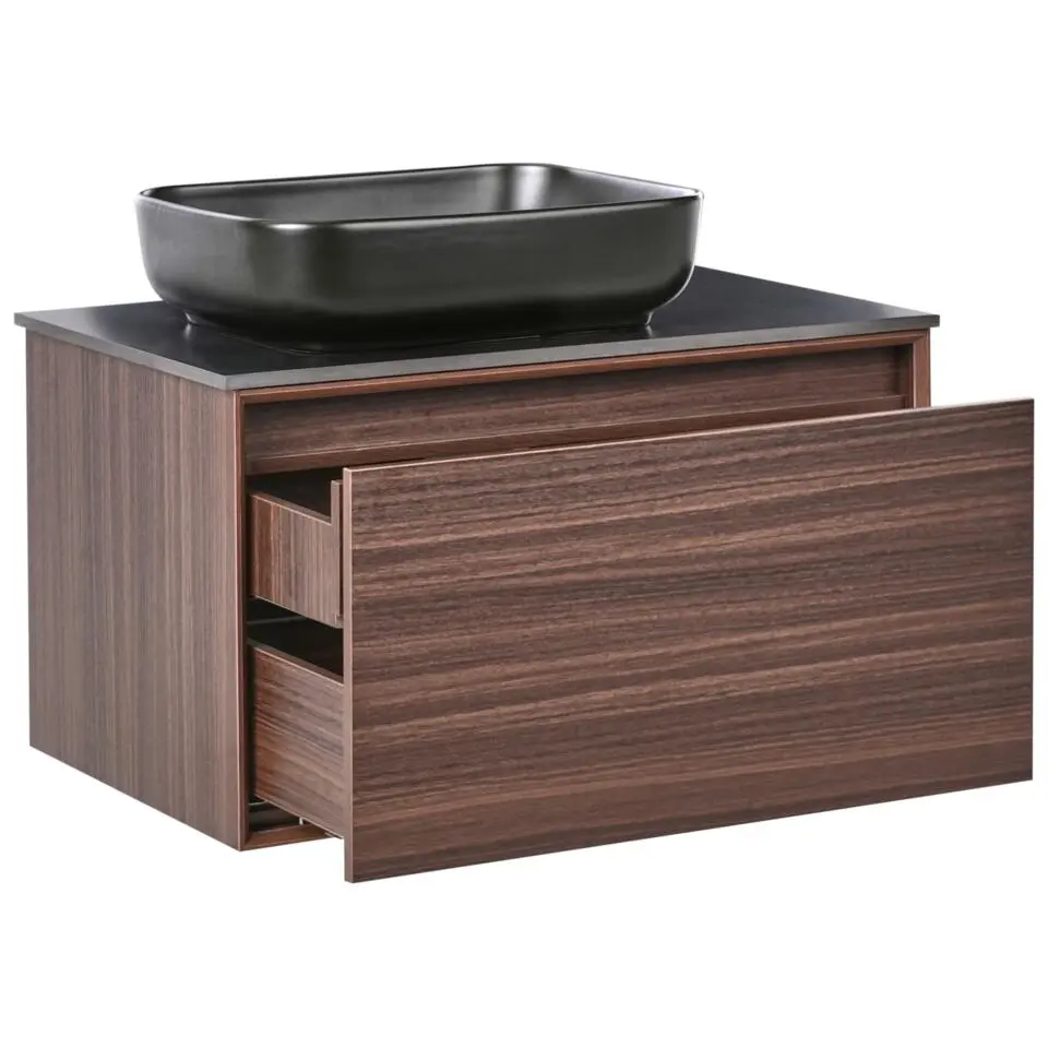 ARICA - Badkamermeubel met wastafel - Donkerbruin - 80 cm - MDF