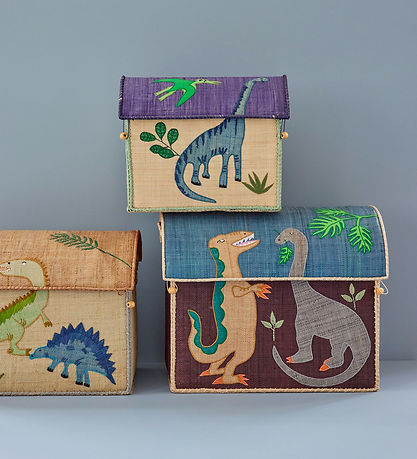 Rice Aufbewahrungskörbe - Raffia - 3 st. - 52/45/37 cm - Dinosau