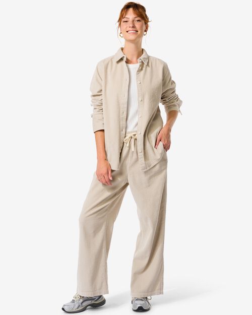 pantalon femme Lena velours côtelé jambes larges sable