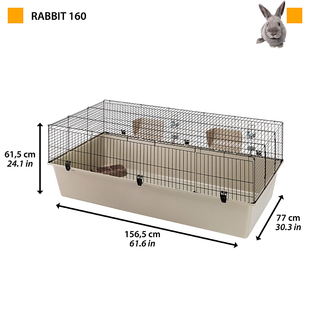Cage pour lapins ferplast rabbit 160 ample métal thermoplastique confortable