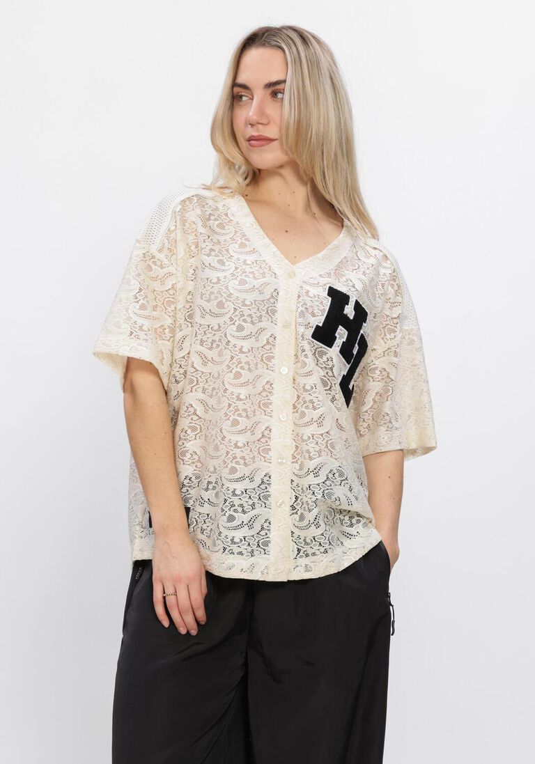 beige haute l'amitié top court lace tee