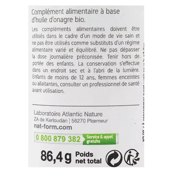 Vitamina E de Prímula Orgânica Nat & Form, 120 cápsulas