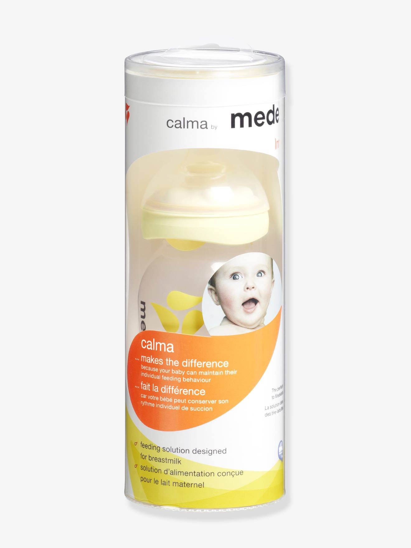 Mamadeira Medela de 150ml com bico de alimentação Calma® incolor.