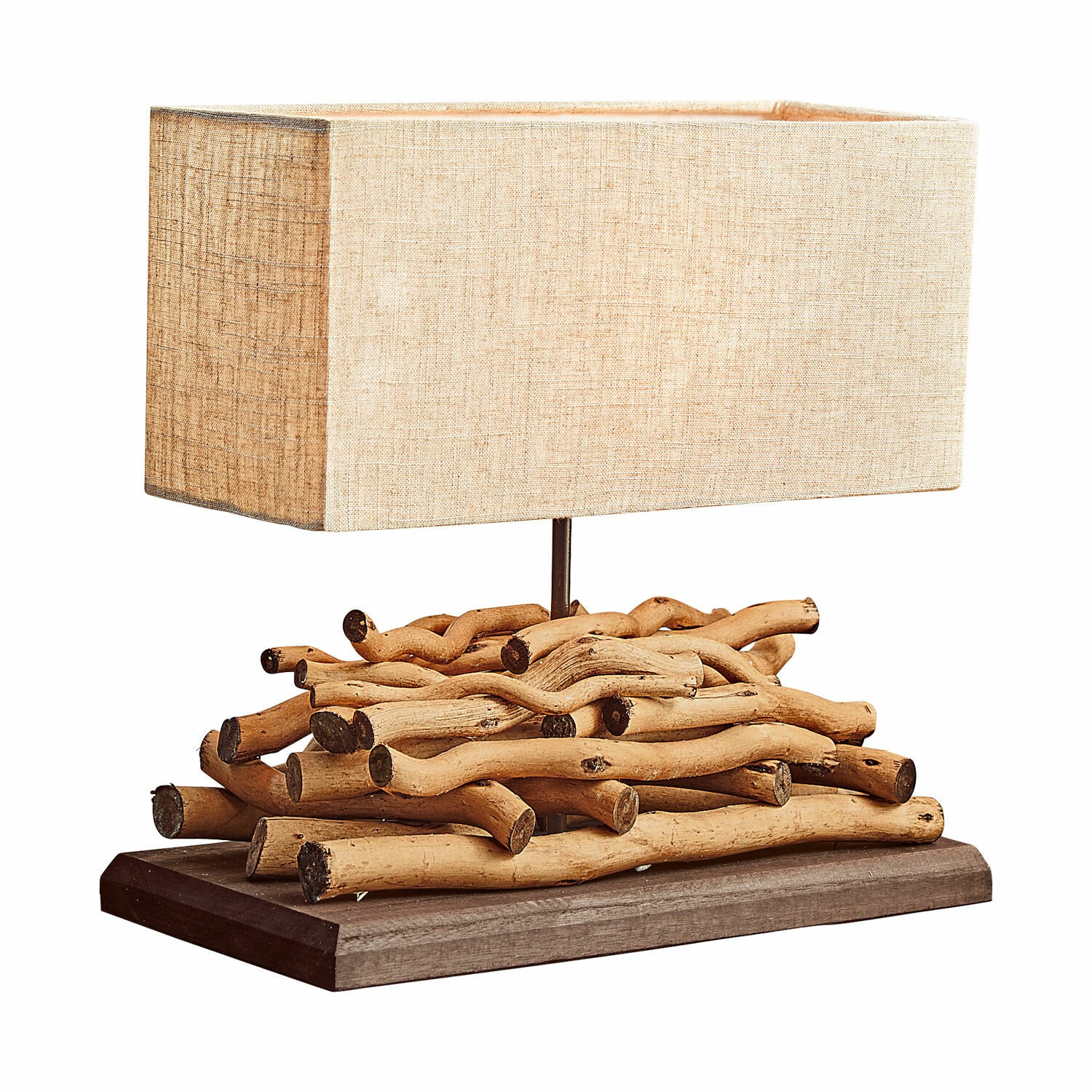 Tischlampe Caribou leinen/braun