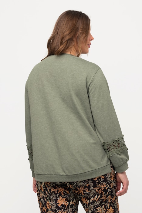 Sweatshirt, Spitze, Rundhals, Langarm