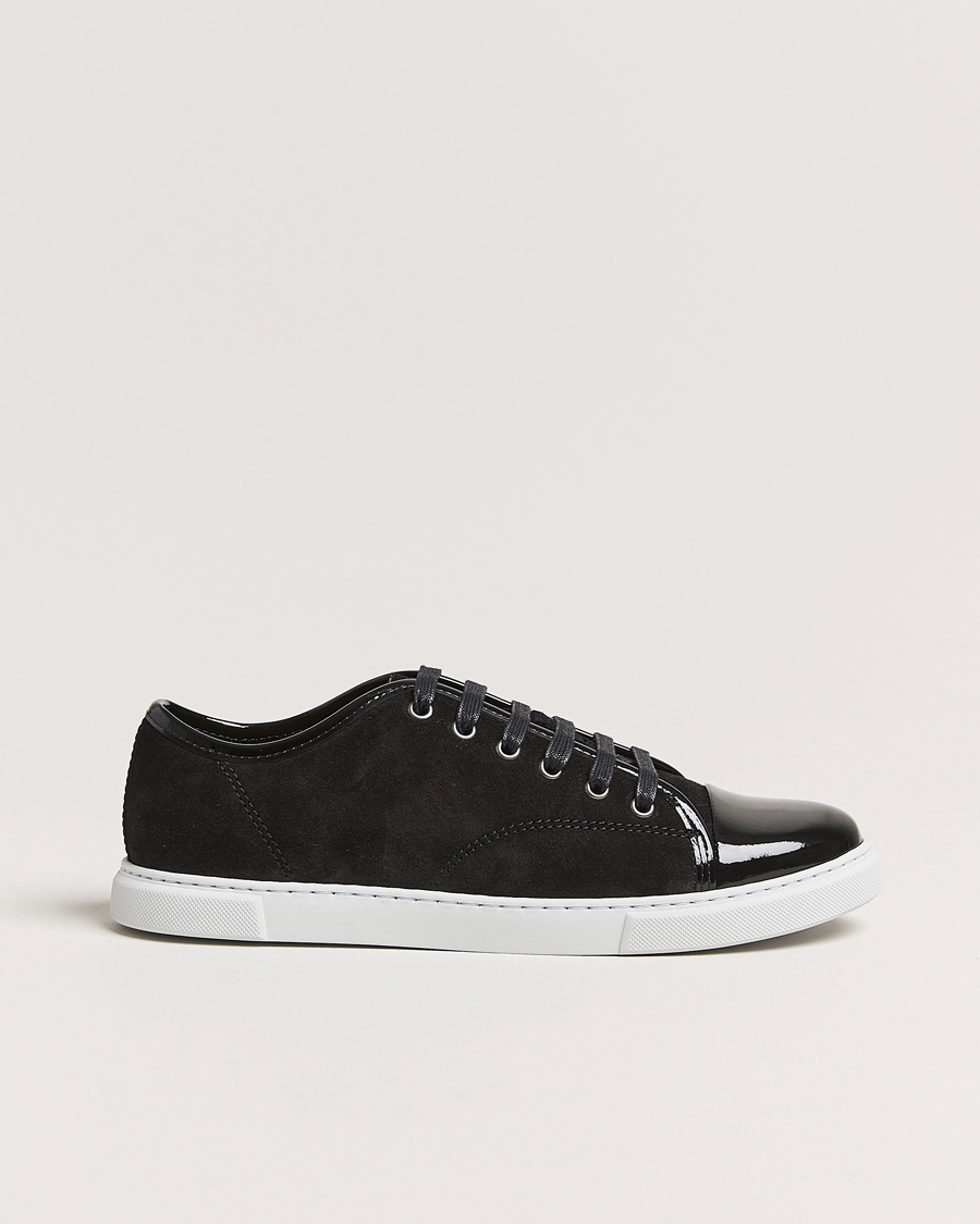 Lanvin Womens Patent Cap Toe Sneaker Black