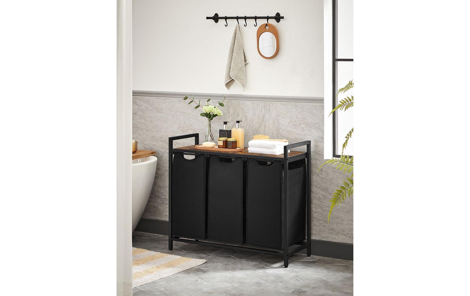 Wäschekorb 38 l, Braun/SchwarzWäschekorbsammler