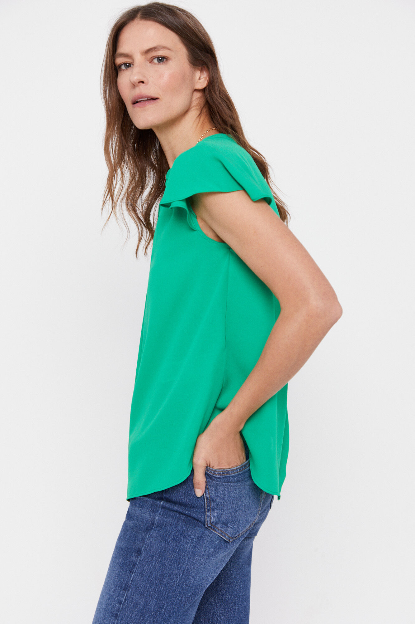 Blusa com mangas franzidas - Verde