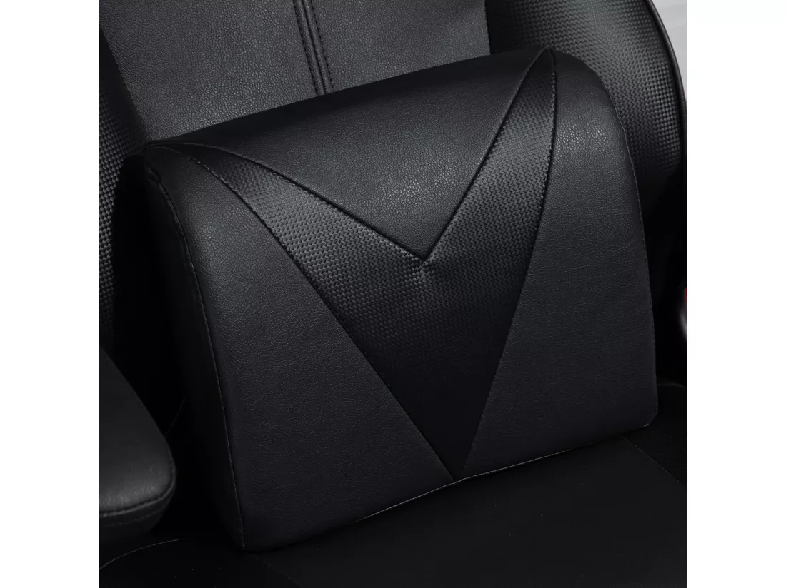 Vinsetto Fauteuil gaming fauteuil de bureau gaming base ronde métal pivotante 360° hauteur réglable coussins intégrés revêtement synthétique noir