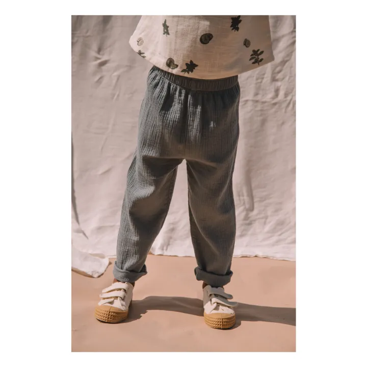 Studio Bohème Pantalon Cousin Gaze de Coton | Bleu gris