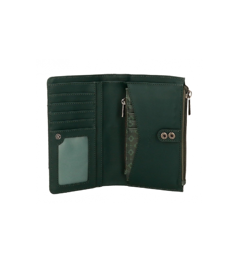 Carteira Pepe Jeans Bethany verde com porta-cartões