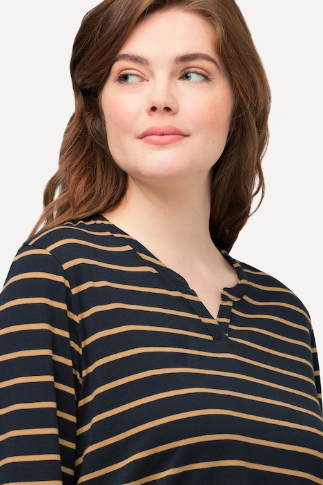 Pyjamashirt, Tunika-Ausschnitt, Langarm, Biobaumwolle