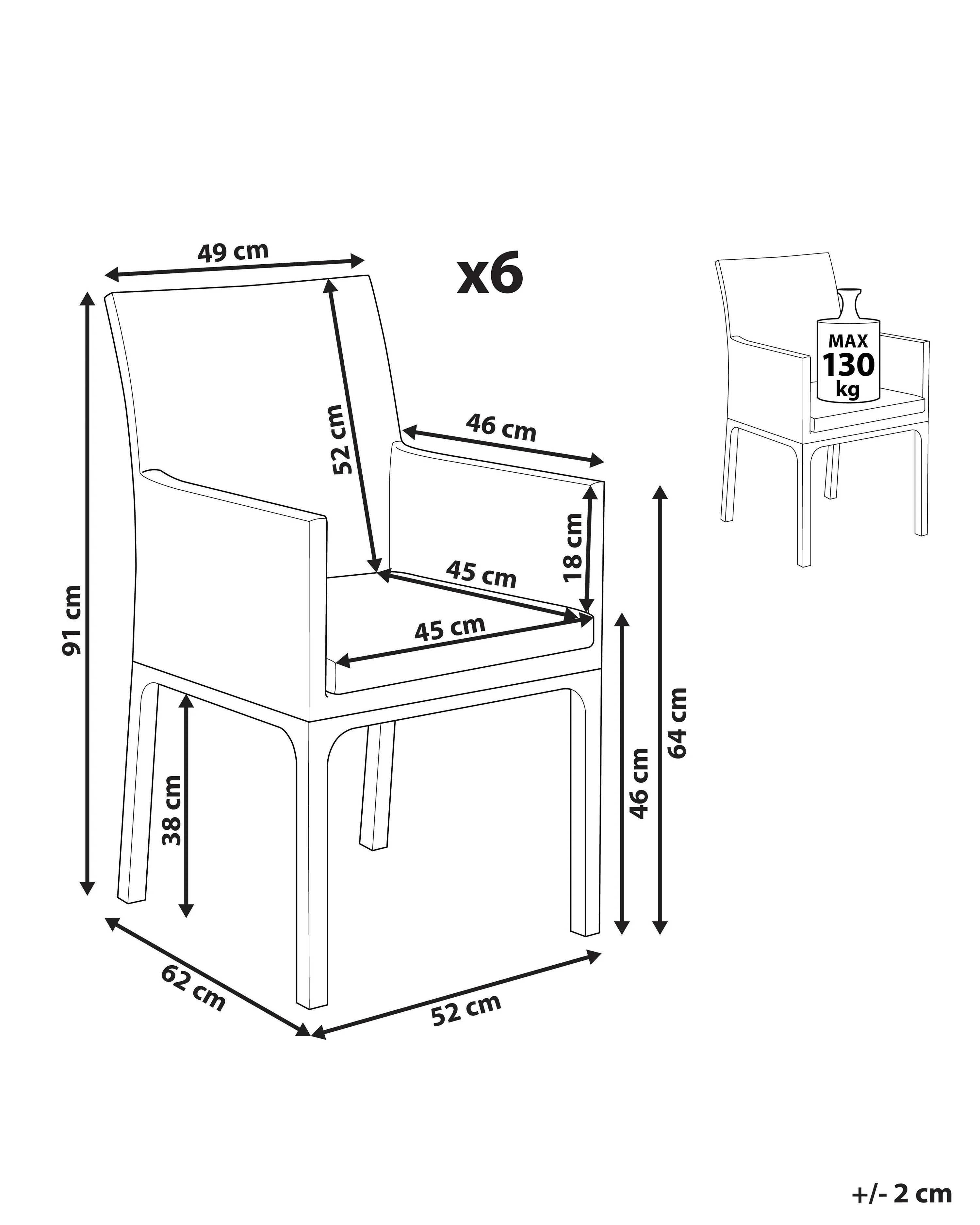 Set van 6 tuinstoelen BACOLI Stof Donkergrijs