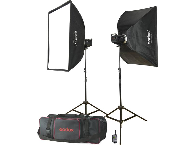 Godox Studioblitzanlage MS Studio Flash Kit Studioblitzanlage mit zwei Blitzköpfen und zwei Stativen