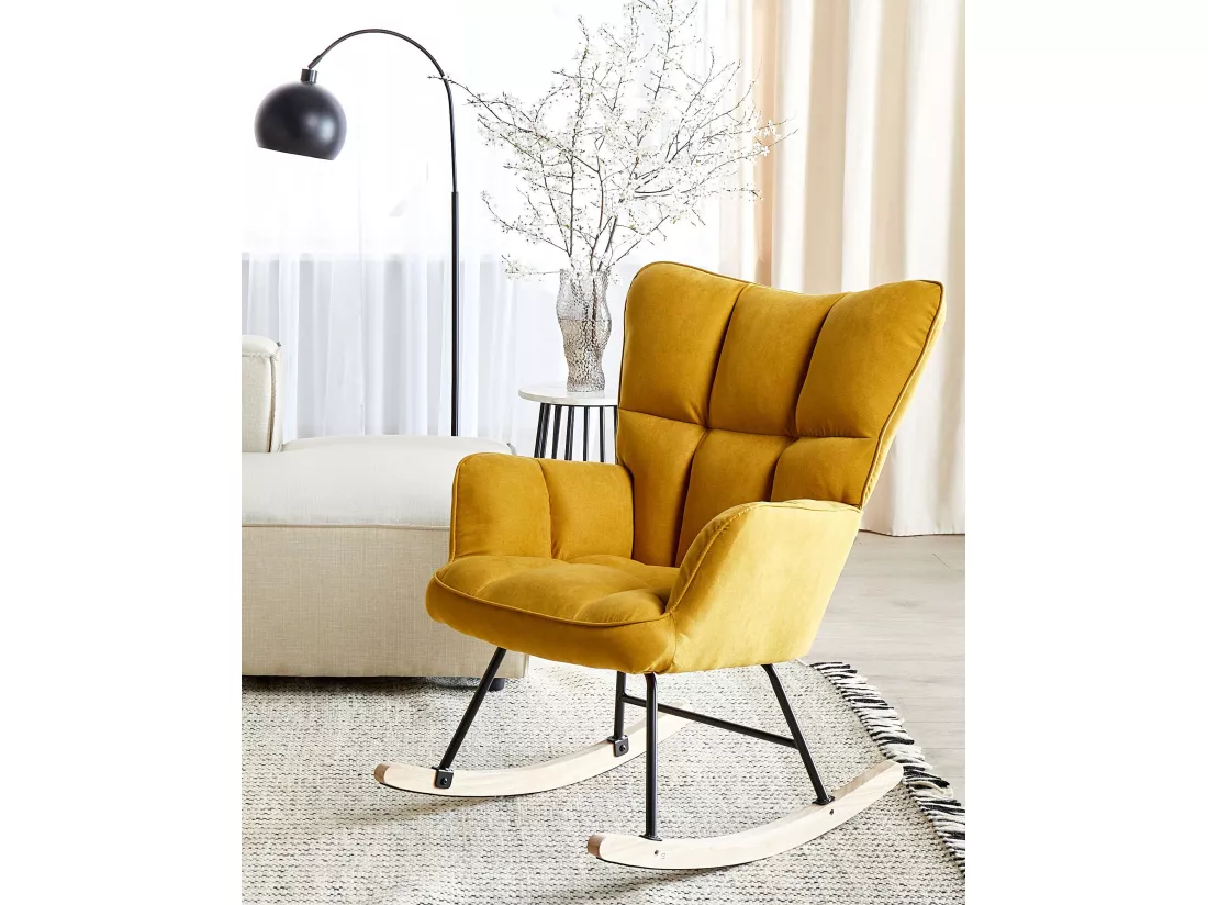 Fauteuil à bascule OULU Tissu Jaune