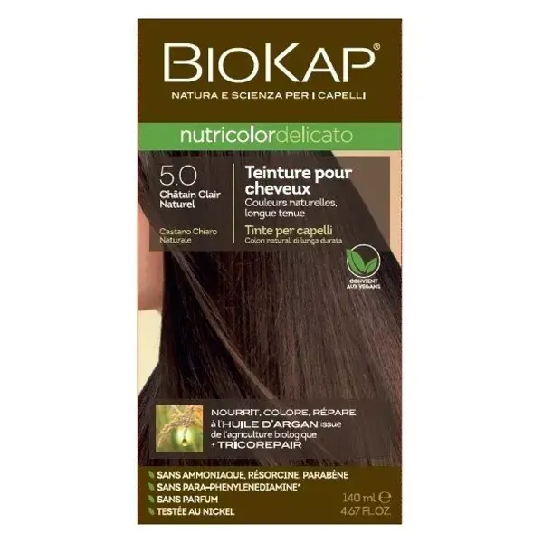 Biokap Nutricolor Delicato Teinture pour Cheveux 5.0 Châtain Clair Naturel 140ml