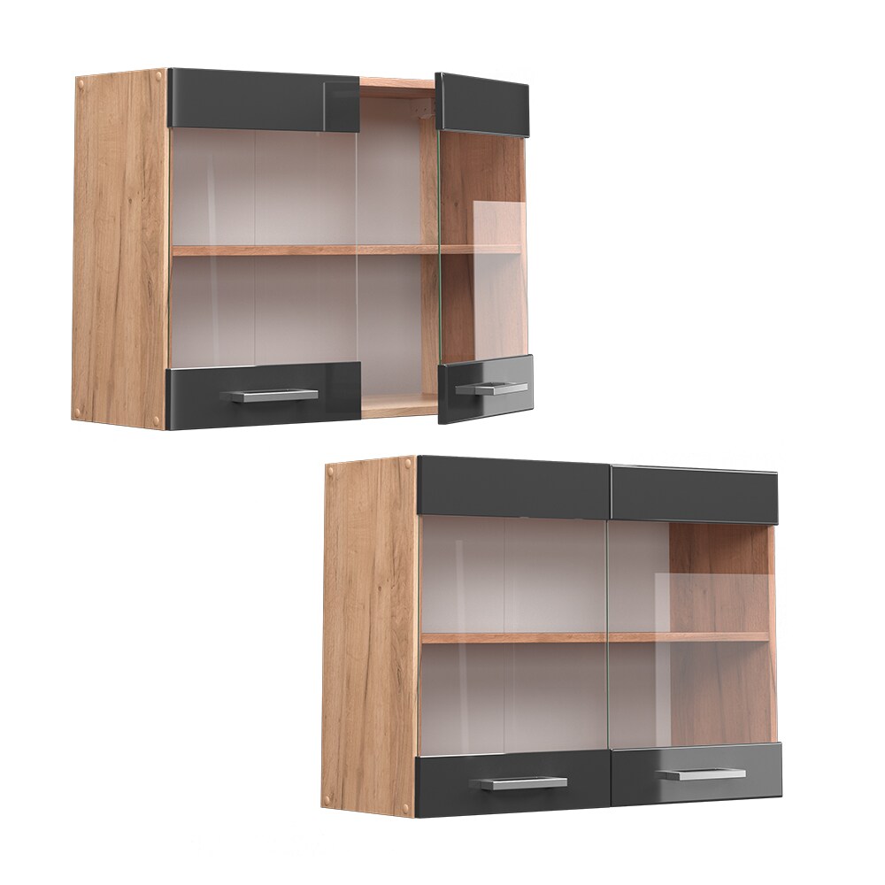 Vicco Hängeglasschrank Küchenschrank Küchenzeile R-Line 80 cm Goldkraft Anthrazit