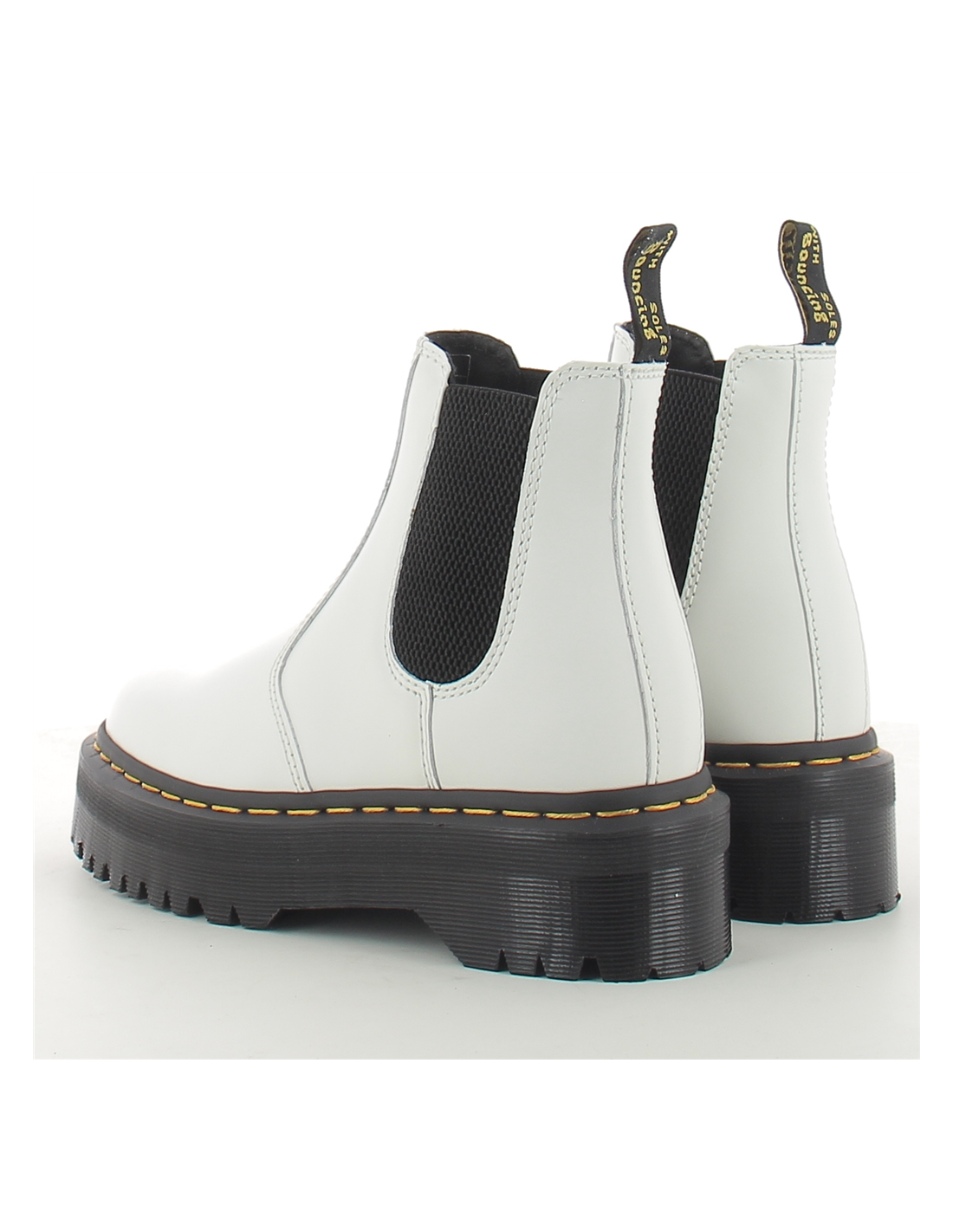 dr martens chelsea boots compensées femme 2976 quad cuir smooth blanc