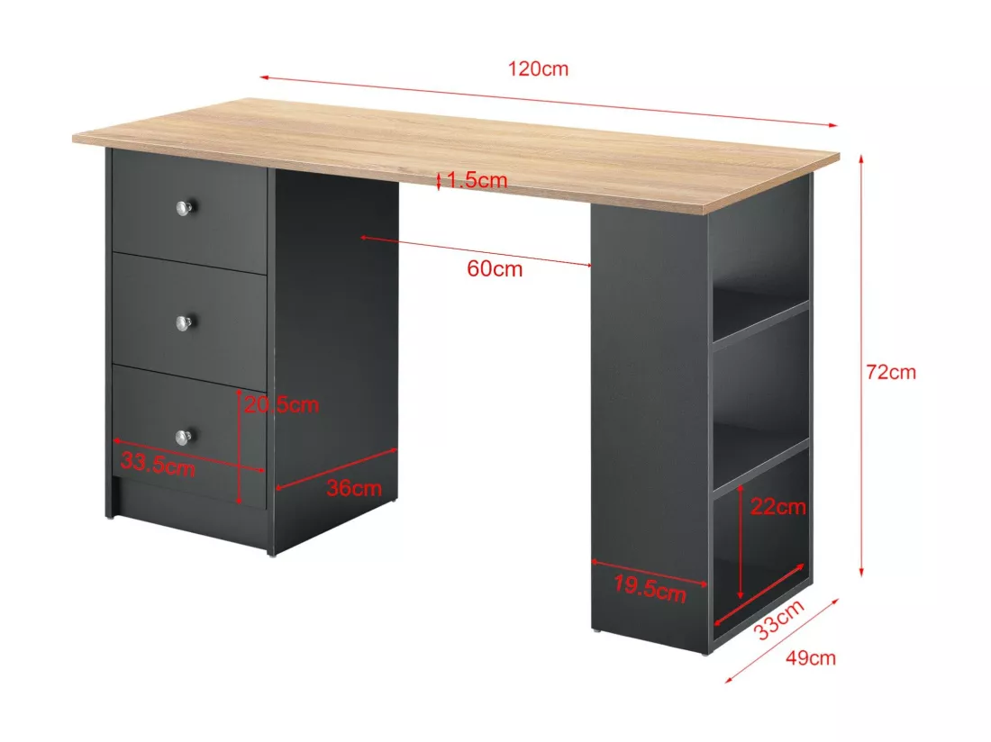 Bureau table secrétaire poste bois marron 120 x 49 x 72 cm 03_0004712