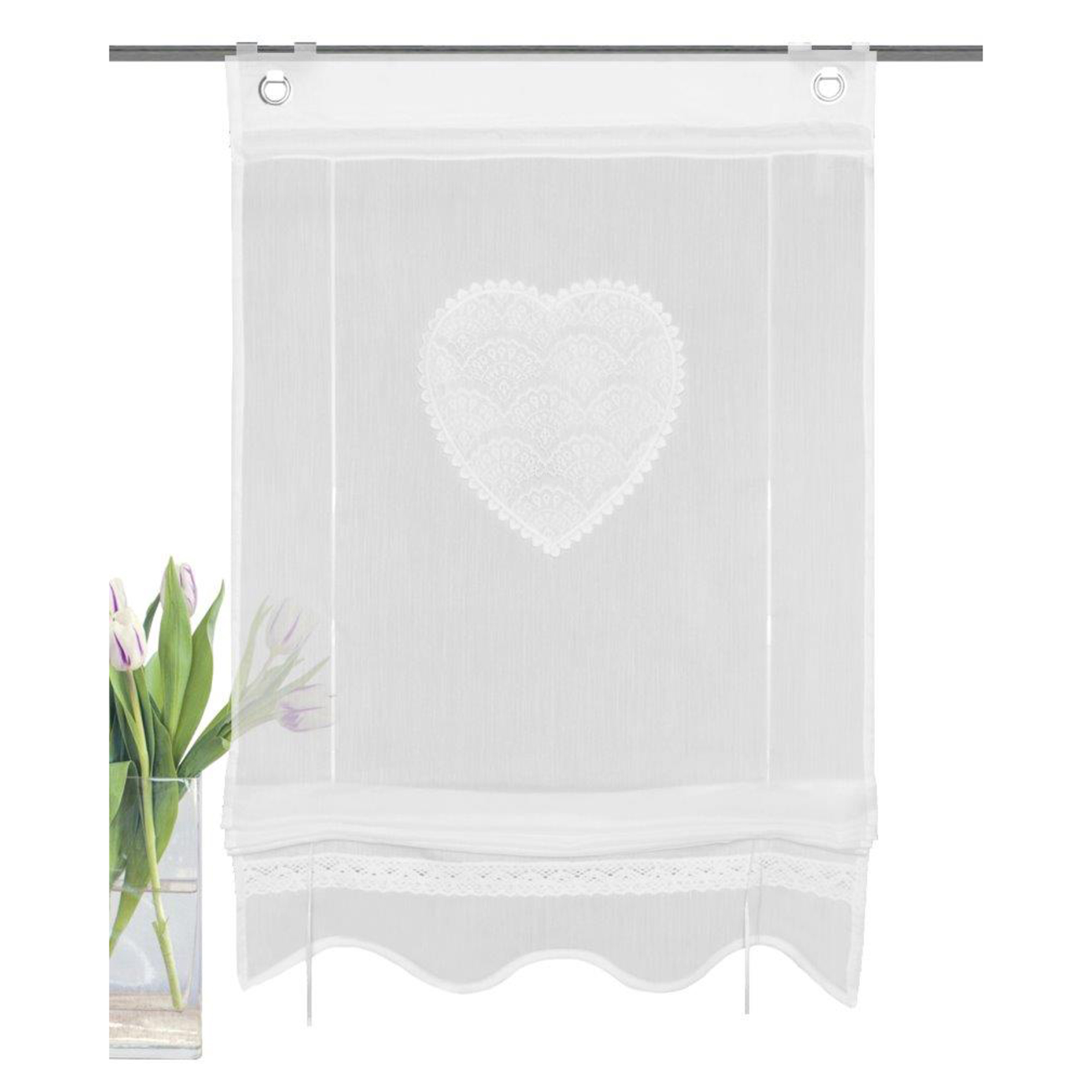 Bändchenrollo CORAZON - weiß - 60x130 cm