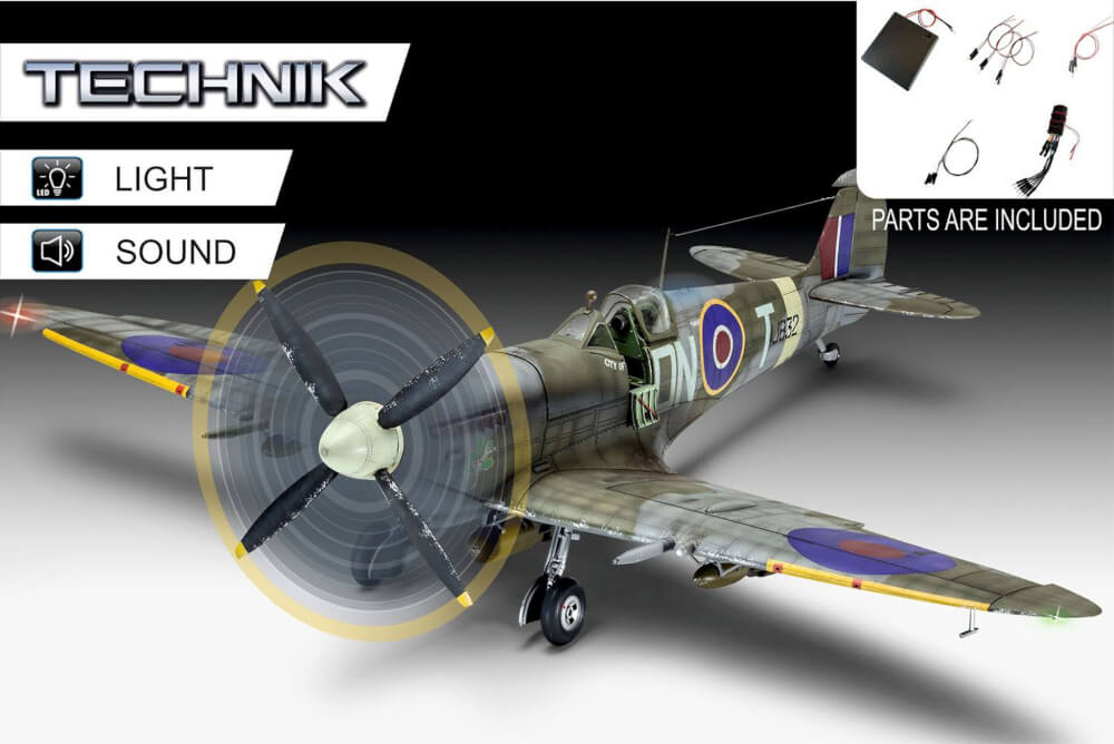 Supermarine Spitfire Mk.IXc - Technik, Revell Modellbausatz mit Elektronik-Komponenten