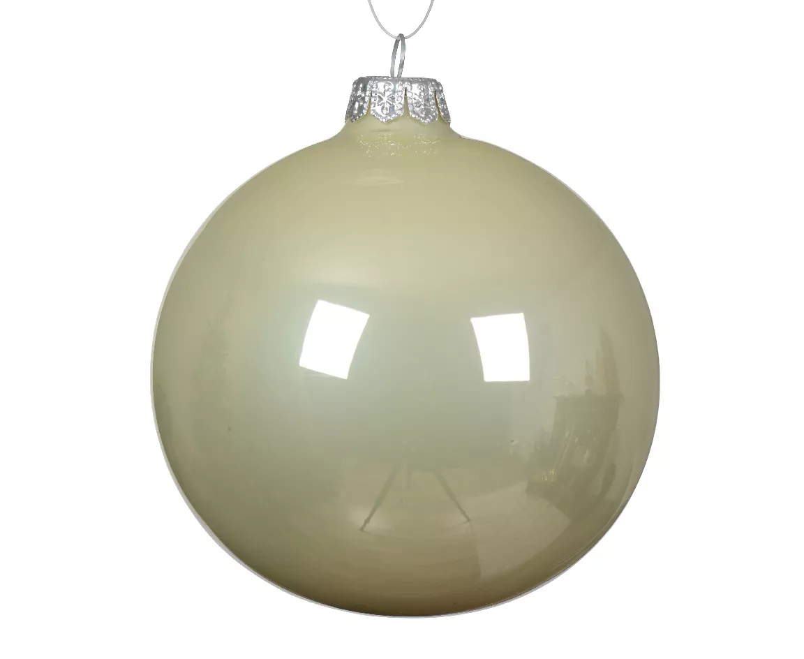 Lot de 4 boules de Noël en verre (D100 mm) Arctique brillante Menthe blanche