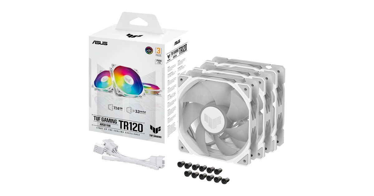 ASUSTUF Gaming TR120 ARGB case fans  (Wit, 3 stuks, 120 x 120 x 25 mm)
