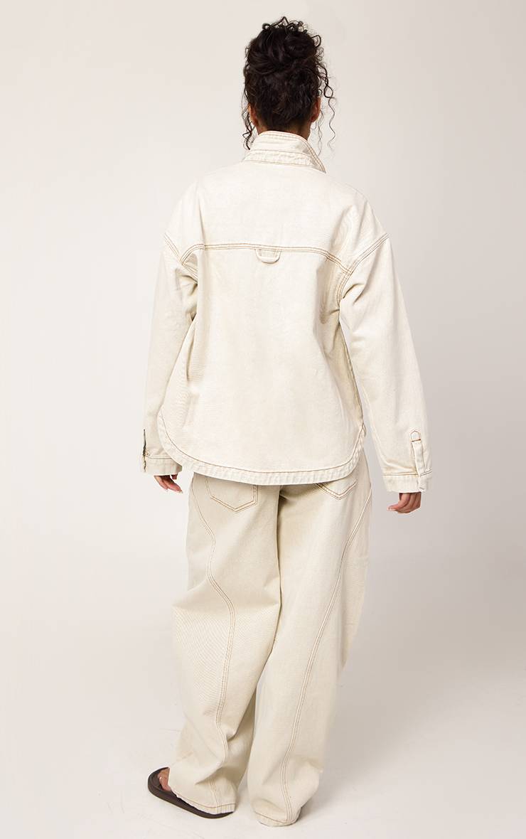 Washed Stone Jean Slouchy À Détails De Coutures