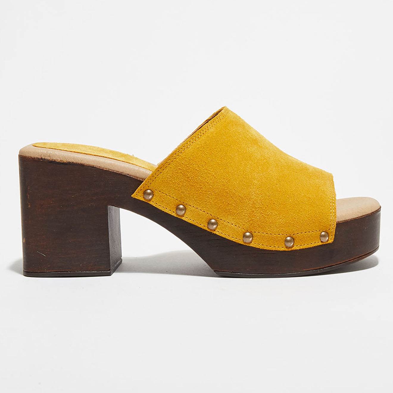 Apologie Studio Sabots en Velours de Cuir Camilia moutarde - Talon 8.5 cm