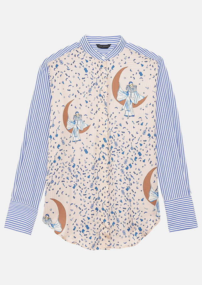 Chemise Corirayée bleu en popeline