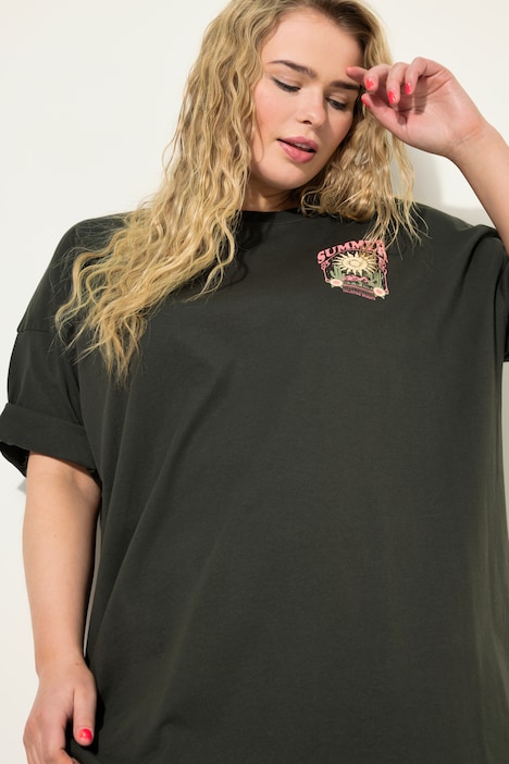 Oversized-Shirt, Rücken-Print, Rundhals, Halbarm