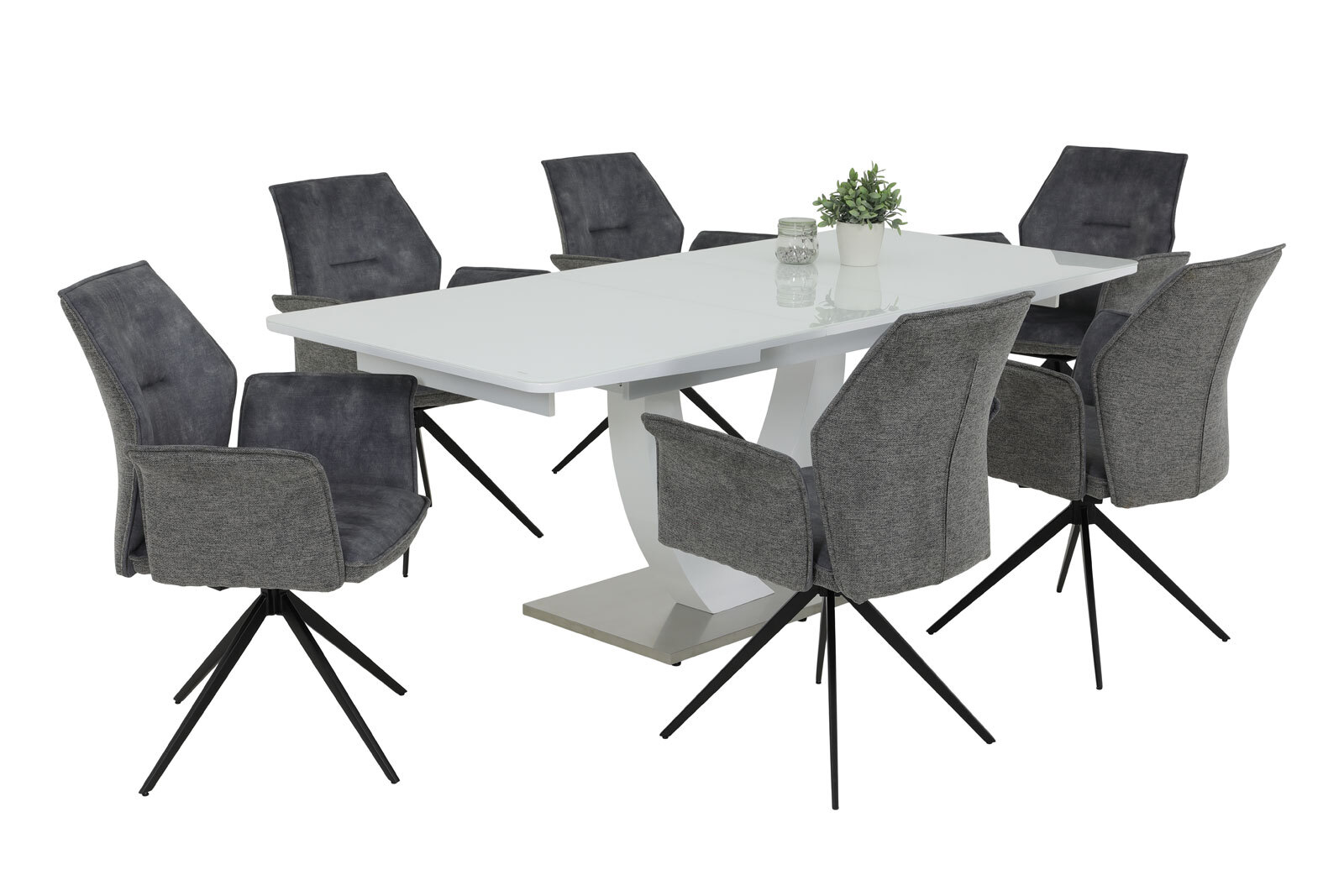 Tisch Maria Weiß/Edelstahl 160(200)x76x90