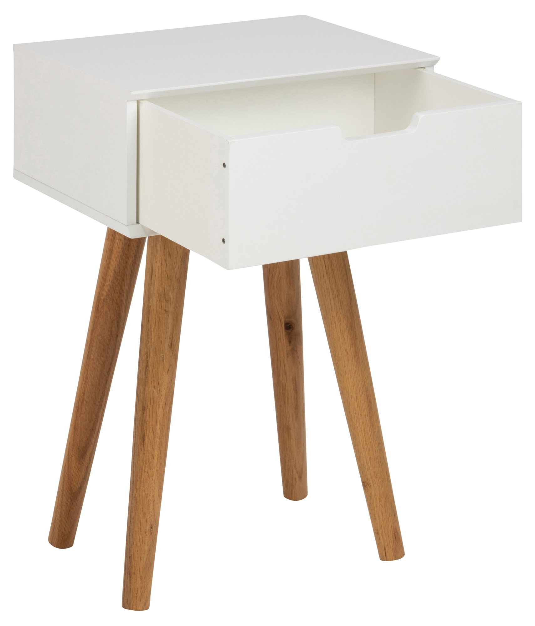 Elmira Nachtkastje - 40 x 30 cm - Wit Met Eiken Poten
