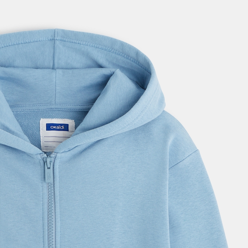 Sweat zippé à capuche bleu garçon