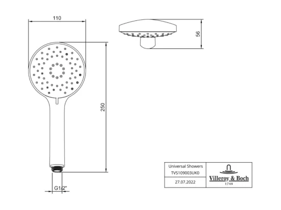 Pommeau de douche 3 jets VILLEROY & BOCH Universal