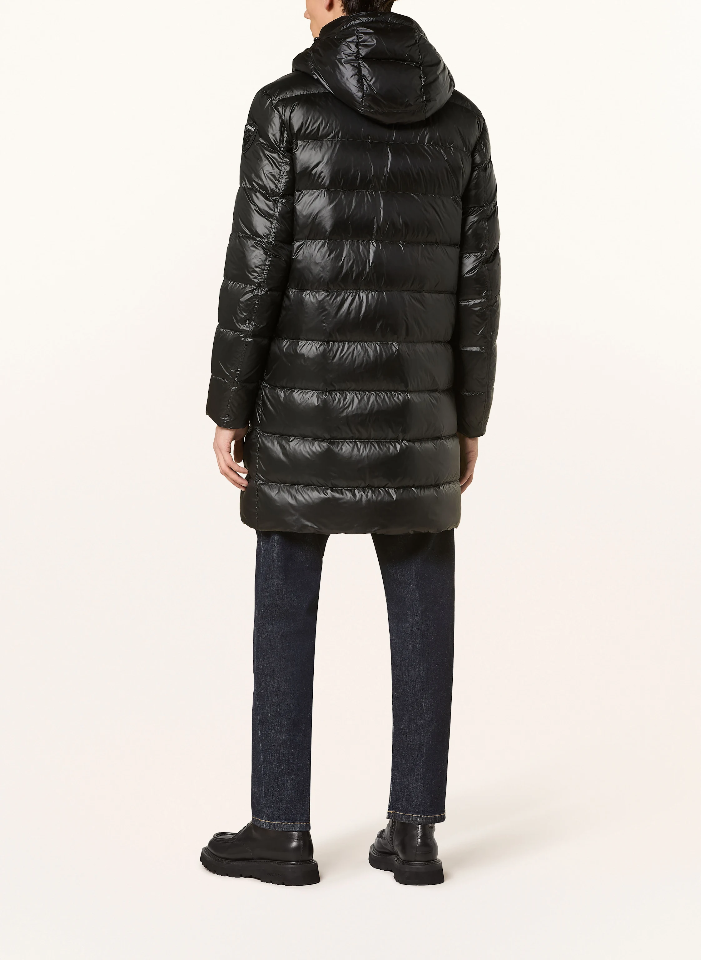 Blauer Lightweight-Daunenmantel CARVER mit abnehmbarer Kapuze