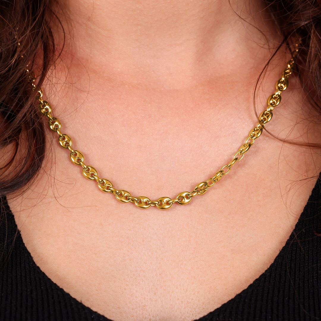 Schiffsankerkette massiv 750/18 K Gelbgold 6mm