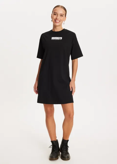 T-shirt jurk brooklyn zwart (ZWART)