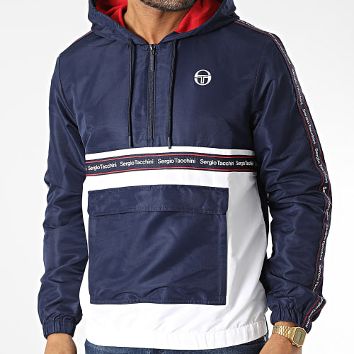 Veste Capuche Zippée A Bandes Meridiano Bleu Marine
