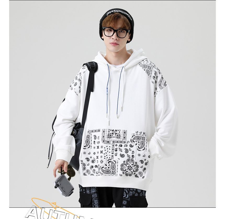 Dandyluxe - Hoodie met paisleyprintpaneel