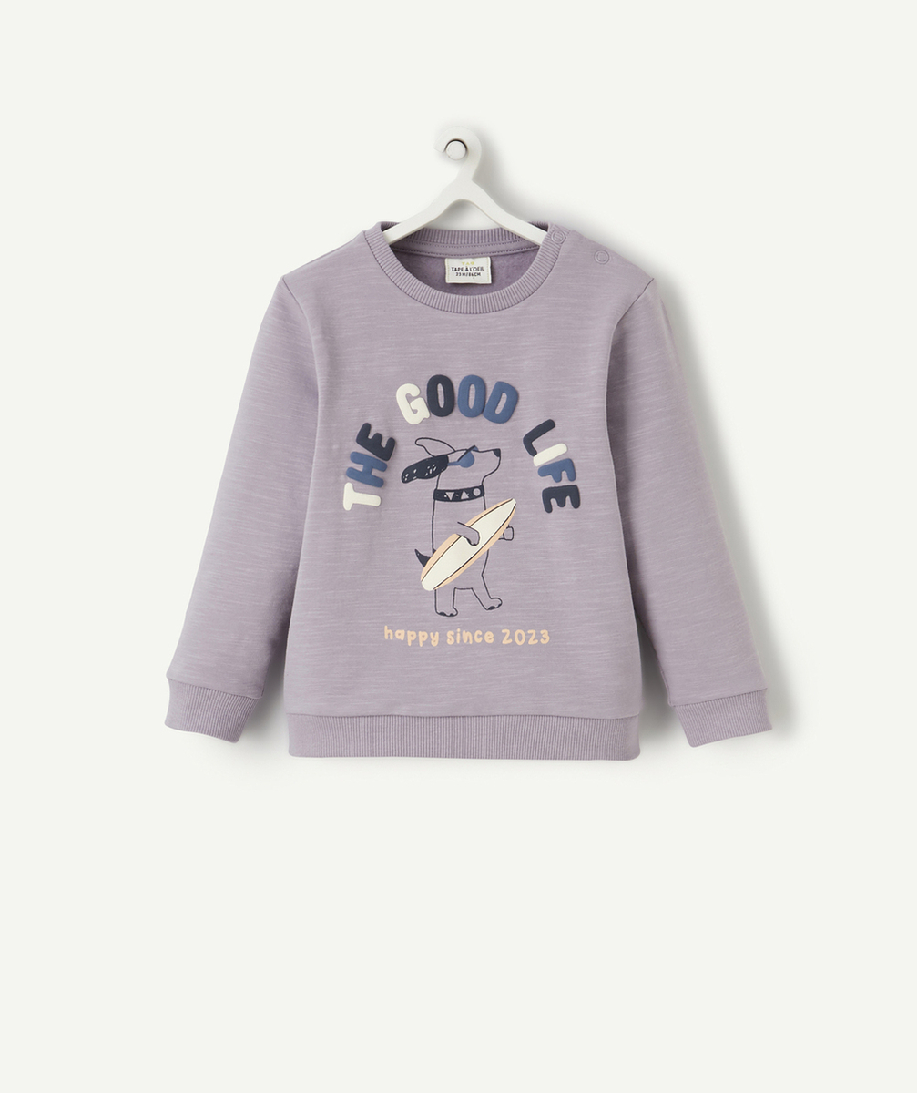 SWEAT GARÇON EN COTON BIOLOGIQUE PARME AVEC MESSAGE ET CHIEN