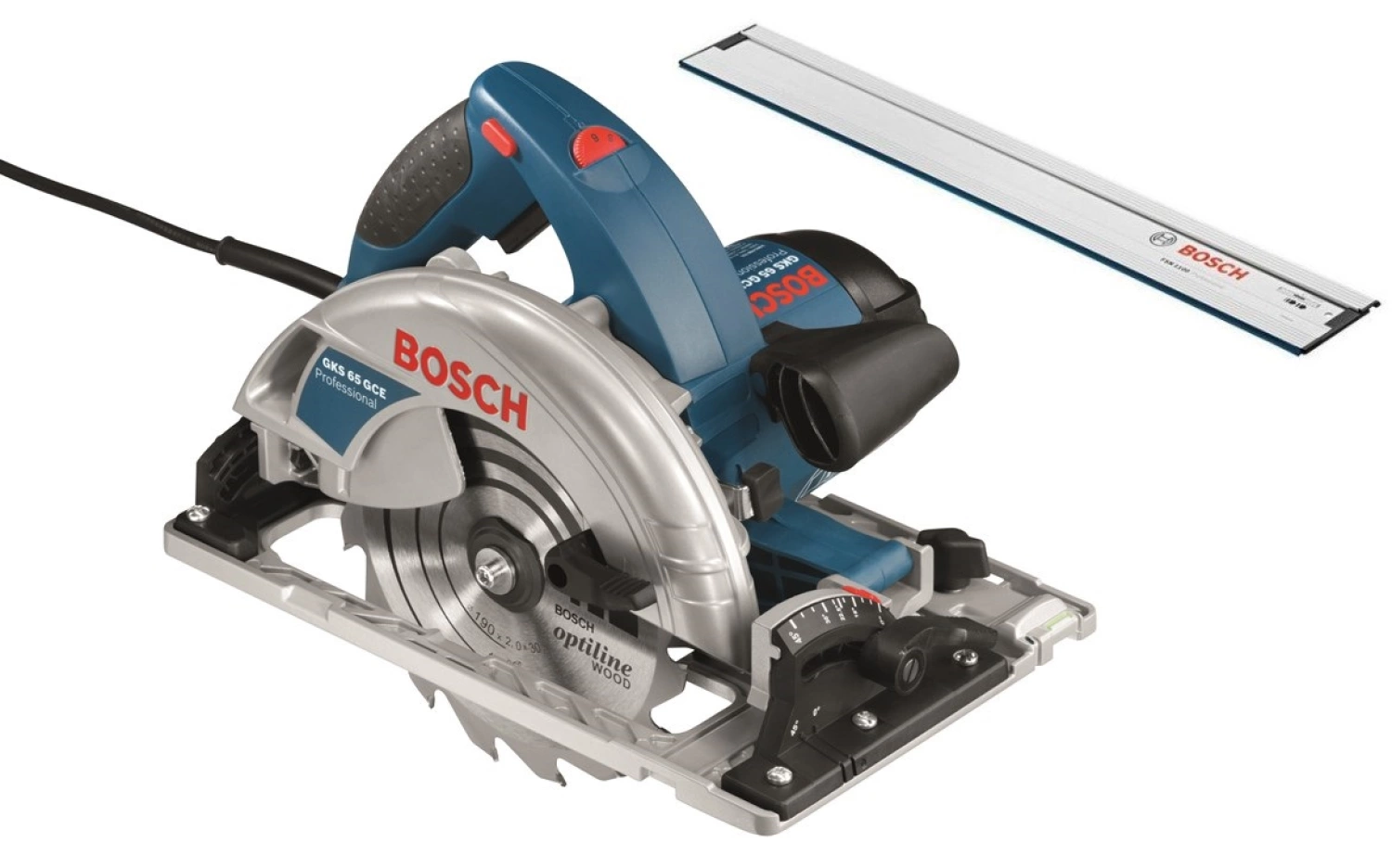 Bosch GKS 65 GCE Cirkelzaag en geleiderail in L-Boxx - 1800W - 190mm